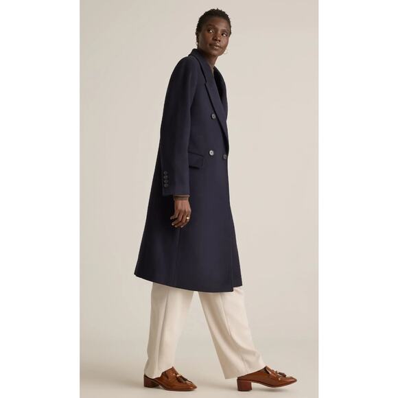 NWT Quince Italian Wool Double Breasted Coat Womens Medium Navy MSRP 190 - Picture 2 of 12